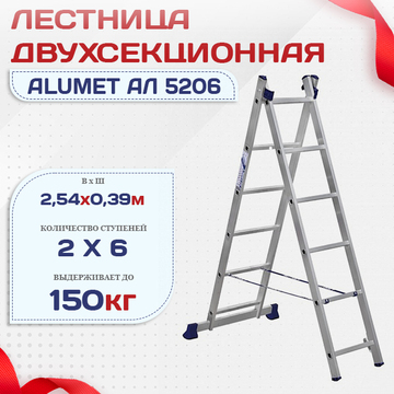 Лестница двухсекционная Alumet Ал 5206 - stroymarket66.ru - Красноярск
