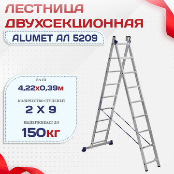 Лестница двухсекционная Alumet Ал 5209 - stroymarket66.ru - Красноярск