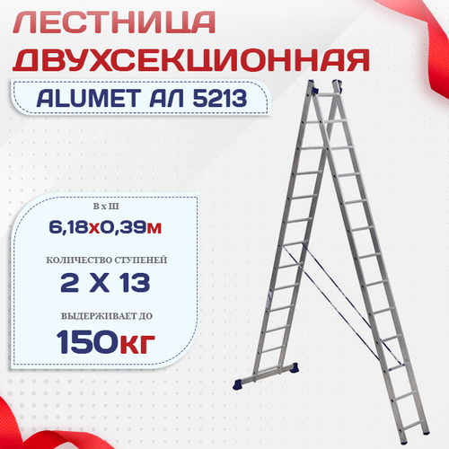 Лестница двухсекционная Alumet Ал 5213 - stroymarket66.ru - Красноярск